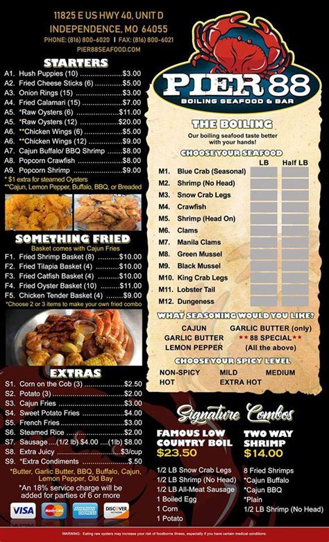 EricRhonda H. . Pier 88 boiling seafood bar independence menu